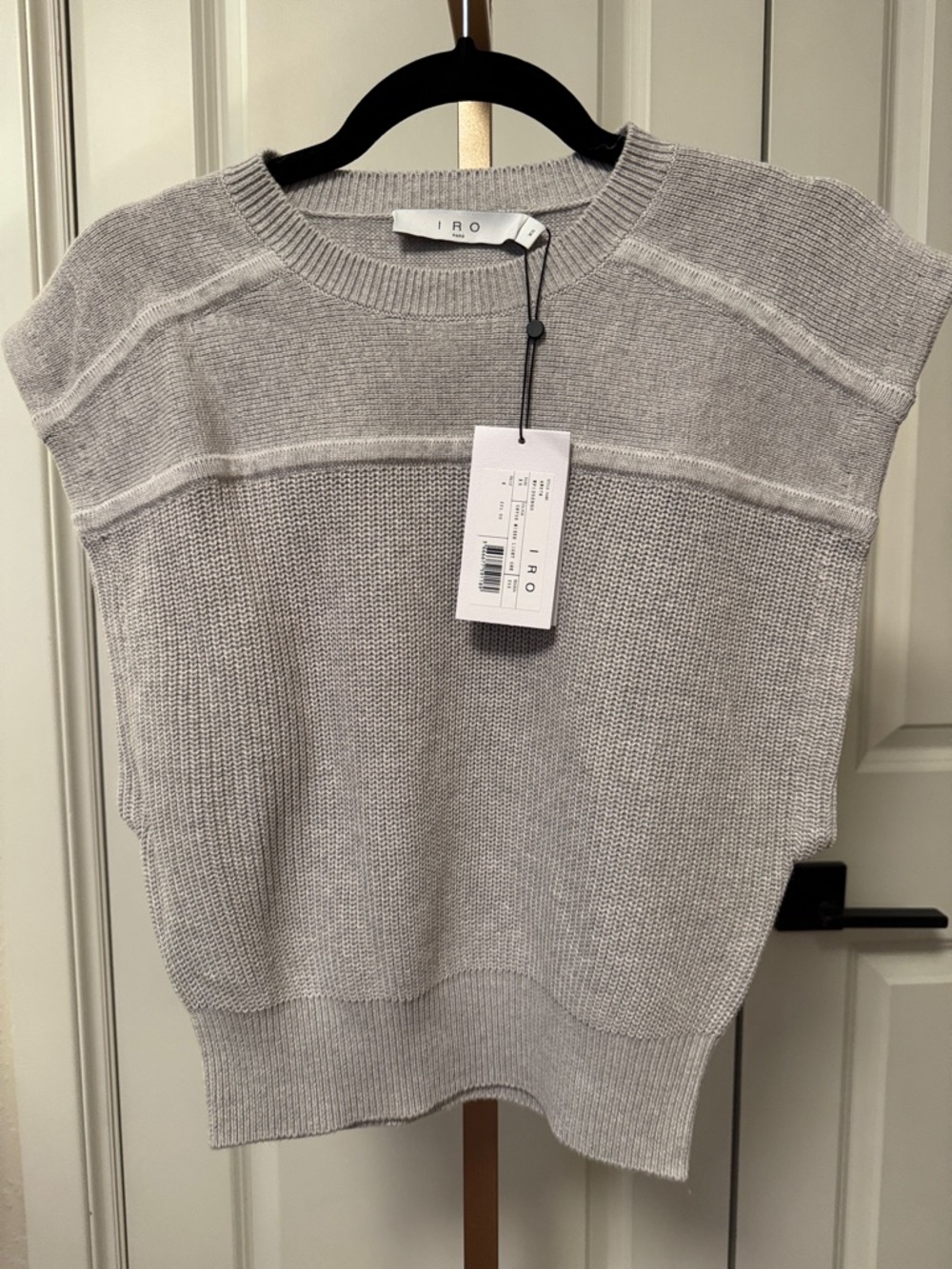 IRO Light Gray Sleeveless Crewneck Knit Sweater